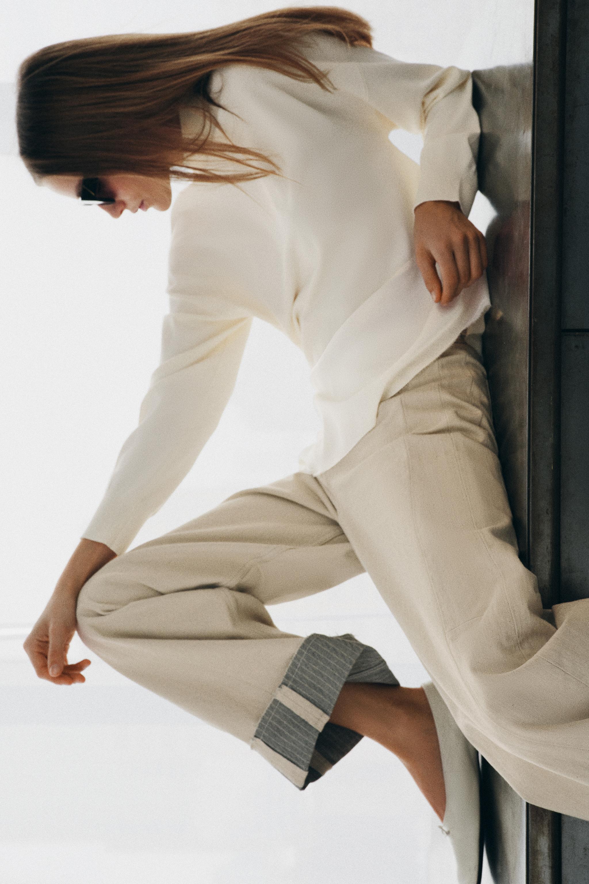 ASYMMETRIC COMBINATION KNIT JUMPER
